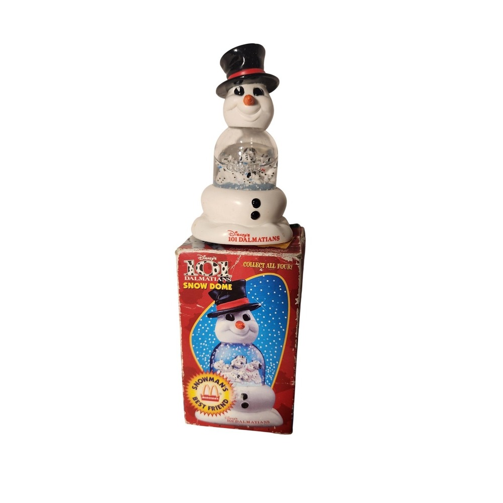 Vintage 1996 McDonald's Disney 101 Dalmatians Snow Dome Snowman Toy Figure Promo